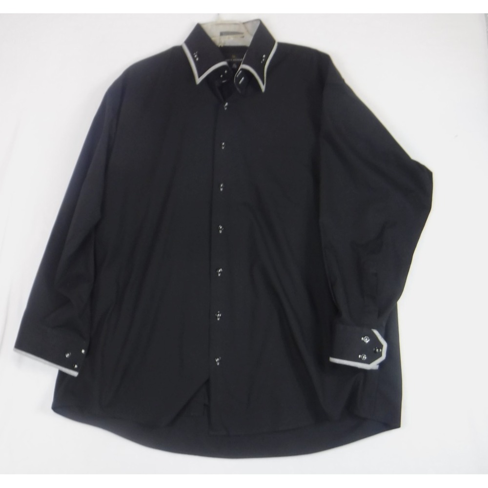 Stacy‎ Adams Long Sleeve Button Down Shirt Black Men's Sz 18.5/34-35 3